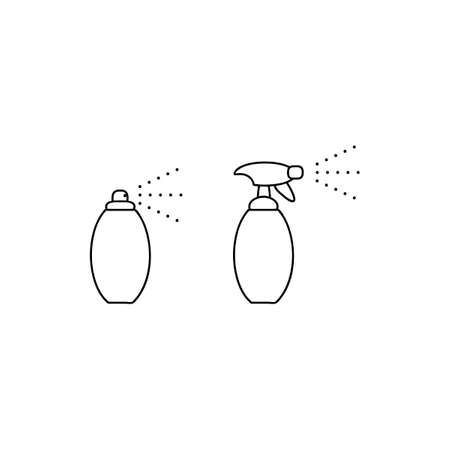 Set of Sprayers, aerosol. Liquid spraying, disinfection and surface treatment. Vector iconsのイラスト素材