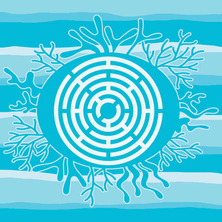 A simple round maze. Marine theme, vector.のイラスト素材