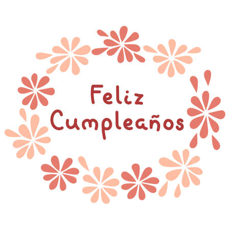 Happy birthday in Spanish. , Feliz Cumpleanos lettering. Vector illustration.のイラスト素材