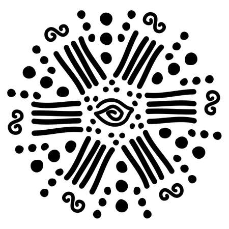 Ethnic pattern . Doodle art design elements. Ancient tribal symbols. Ritual screen printing of African peoples and tribes.のイラスト素材