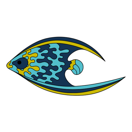 Hand drawn Underwater animal life. Sea fish in doodle style. Isolated on white background