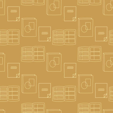 Seamless pattern with hand drawn Notepad, notebooks, diaries. Flat vector illustrationのイラスト素材