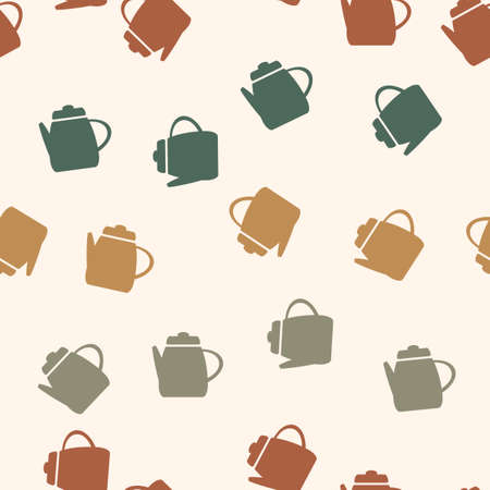 Seamless pattern of the symbols of the kettle, the teapot.のイラスト素材