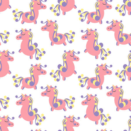 Seamless pattern with Cute unicorn. Vector background for children's fabric, Wallpaper, and other surfaces.のイラスト素材