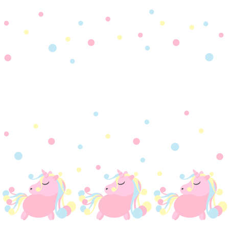 Cute unicorn. Vector background for children's poster, greeting card. A place for textのイラスト素材