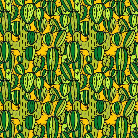 Botanical desert flora seamless pattern. Succulents cacti plant for fabric, wallpaper and other. Vector illustrationのイラスト素材