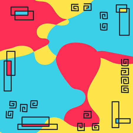 Abstract background in trendy memphis 80s-90s style.Vector pattern with geometric formsのイラスト素材