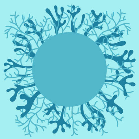 Sea life Frame-vector background with corals. Underwater world, place for text,のイラスト素材