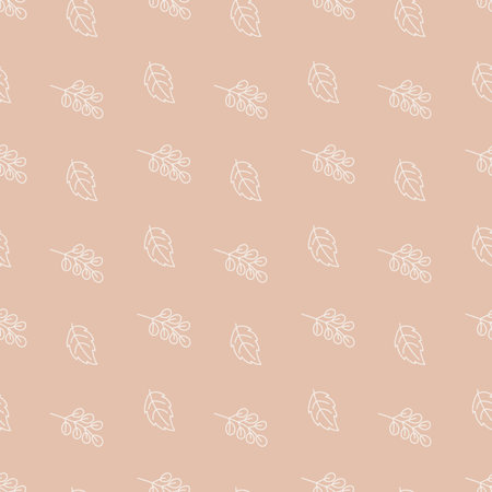 Monochrome seamless pattern with leaves of different plants. Elegant Doodle illustration for fabric...
