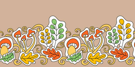 Seamless border, autumn theme. Sketchy vector hand drawn. Seamless border, autumn theme. Sketchy vector hand drawn. Vector illustration.のイラスト素材