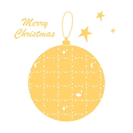 Merry Christmas. The Christmas balloon is decorated with stars, moon and clouds. Monochrome is isolated on a white background. vector illustration for greeting cards, posters,. Horizontal and vertical stripesのイラスト素材