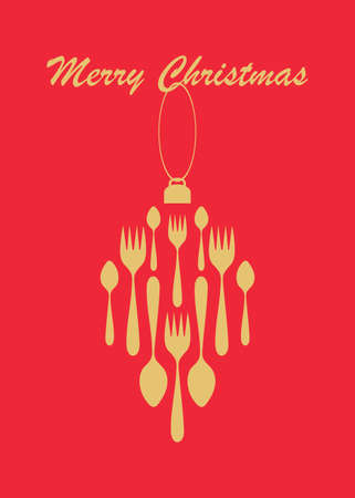 New year's dinner, template for a poster or menu. Christmas decoration. Vector illustration.のイラスト素材
