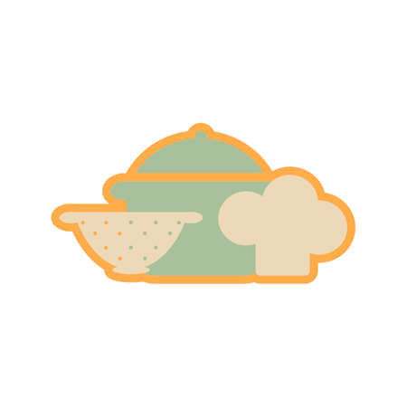 Cooking sticker. Cutlery, kitchen utensils. Flat vector illustration for design, logo,のイラスト素材