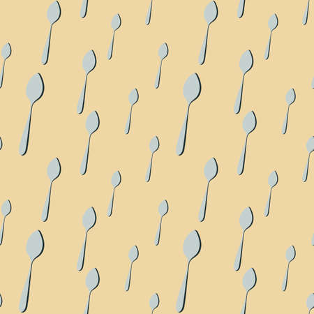 Silhouette Background Of Cutlery. Seamless pattern in flat design style. Kitchen utensils. Vector illustration.のイラスト素材