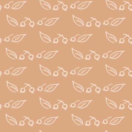 Seamless vector pattern with a twig and berries. Vector Hand-drawn illustration for kitchen...