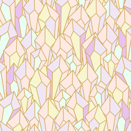 Seamless geometric pattern with crystals or precious stones. Diamonds and quartz for fabric, textile design, wrapping paper. Vector illustrationのイラスト素材