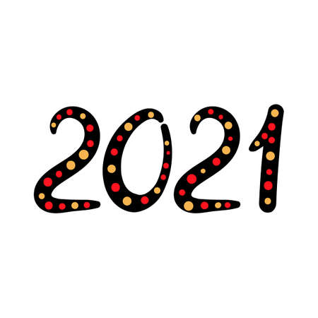 2021. New year. Hand drawn vector illustration on white background for design.のイラスト素材