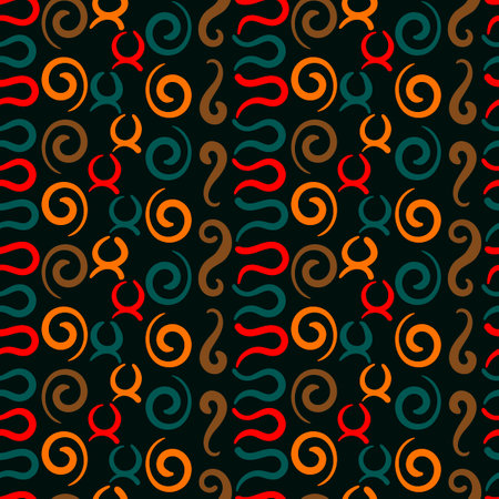 Vector seamless model with Ancient tribal ethnic symbols adinkra. Ritual screen printing of African peoples and tribes . Artistic hand drawn fabricのイラスト素材