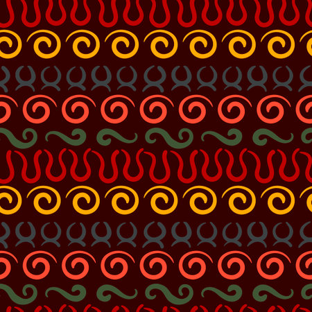 Vector seamless model with Ancient tribal ethnic symbols adinkra. Ritual screen printing of African peoples and tribes .のイラスト素材