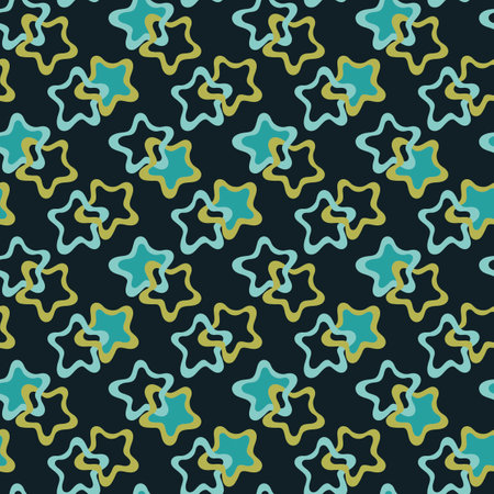 Hand drawn gold stars seamless pattern on dark blue background.のイラスト素材
