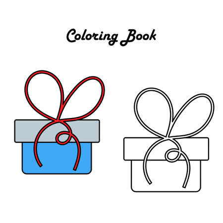 Simple coloring book for kids. Education game. Vector illustration. Gift boxのイラスト素材