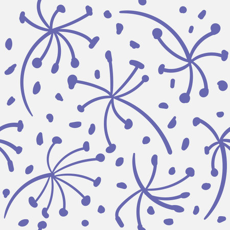 Floral seamless background, seeds and petals. Hand drawn print for fabric and other surface. Vector pattern.のイラスト素材