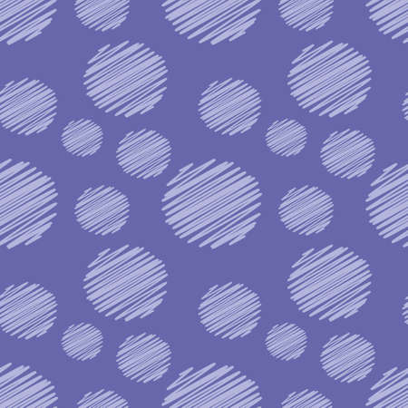 Seamless pattern embroidery polka dots. Vector background purple trending color. Stylized hand drawn elements.のイラスト素材