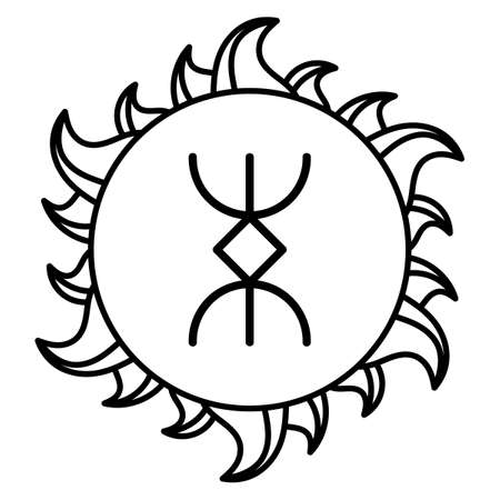 Magic Runic symbols. Sacred geometry, mandala. Medieval sign. Symbols of the esoteric. Occult ancient symbols. Vector illustrationのイラスト素材