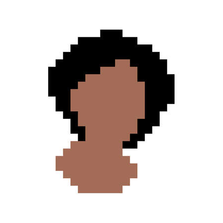 Head of an African woman. Pixel art. Black Girl Portrait.のイラスト素材