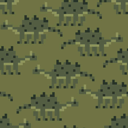 Seamless camouflage pattern with dinosaur. Vector illustration.のイラスト素材