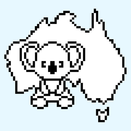 The animals of Australia are Koala. Tourism, travel. Pixel vector template .のイラスト素材