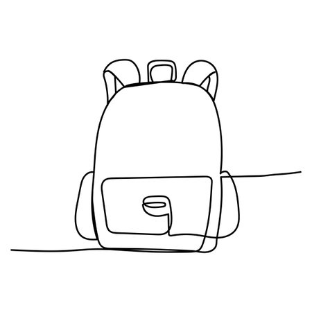 Continuous line drawing School bag. Vector illustration.のイラスト素材