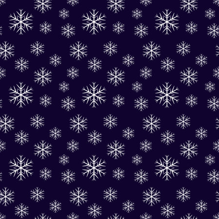 Snowflakes seamless pattern. White on blue background. Vector illustrationのイラスト素材