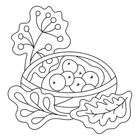 Autumn coloring book for children. Basket . Hand drawn Vector illustrationのイラスト素材