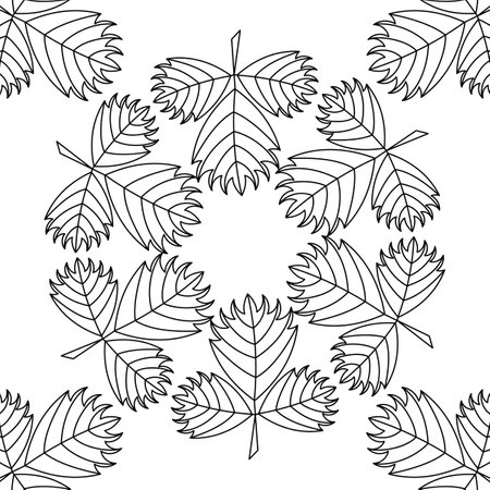 Mandala of leaves, coloring. Vector illustration. Black and white ethnic patternのイラスト素材
