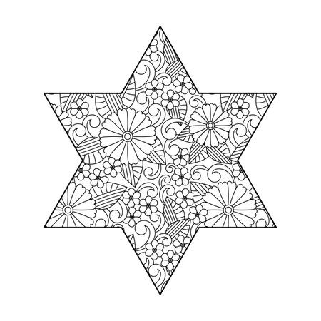 Flower coloring page. The shape of a star. Vector illustrationのイラスト素材