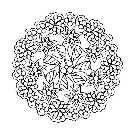 Mandala Blooming. Coloring book page. vector illustrationのイラスト素材