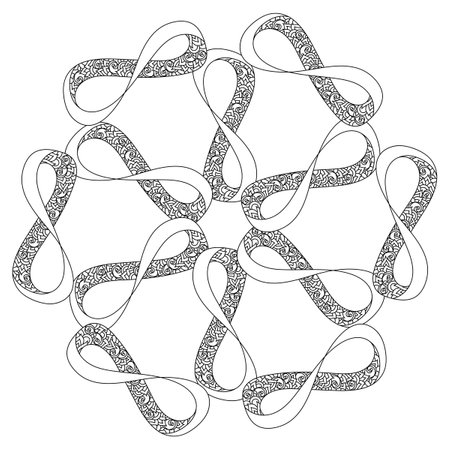 Abstract hexagonal coloring book page. mandala. Hand drawn vector illustration.のイラスト素材