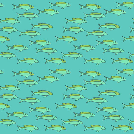 Seamless background Under water. Marine vector motif. Doodle of the underwater world, sea, ocean, river. Hand drawn vector illustrationのイラスト素材