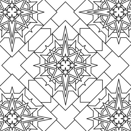 Anti-stress Coloring pages for adults. Stars or snowflake pattern. Vector illustrationのイラスト素材
