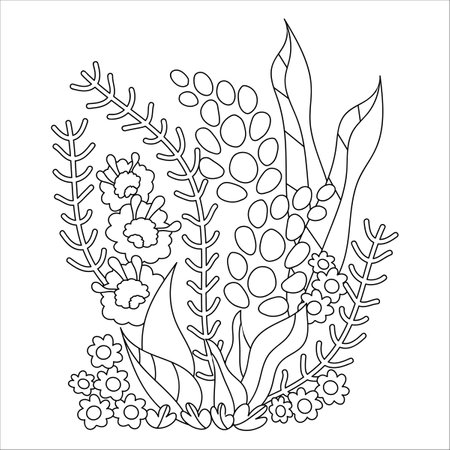 Doodle Flowers coloring book page for adults and children. Floral Vector illustrationのイラスト素材