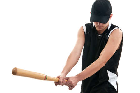 young man playing baseball for funの写真素材