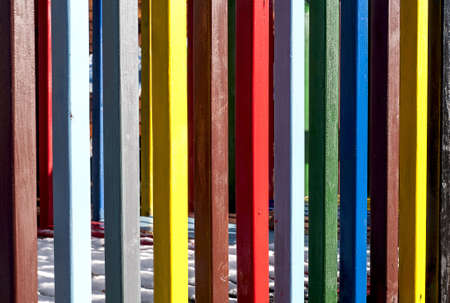 Colored old wooden fenceの写真素材