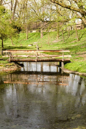 Beautiful back garden of a medieval castleの写真素材