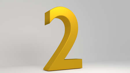 Golden 3D number. Lights and shadows. Rendered illustration.の写真素材