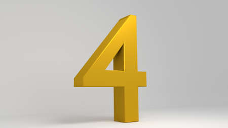 Golden 3D number. Lights and shadows. Rendered illustration.の写真素材