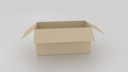 Empty brown cardboard box opened, ready to wrap things in it on white background