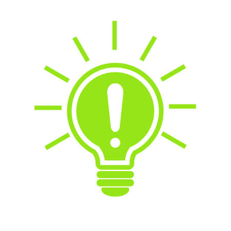 Light Bulb with rays shine icon vector, isolated on white background. Idea and energy sign, solution, thinking concept. Lighting Electric lamp. Electricity. Trendy Flat style for graphic designのイラスト素材