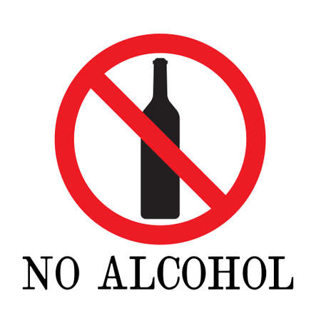 No alcohol drink sign. vector. logo element. No drinking sign, No alcohol sign, isolated on white background, vector illustration.のイラスト素材