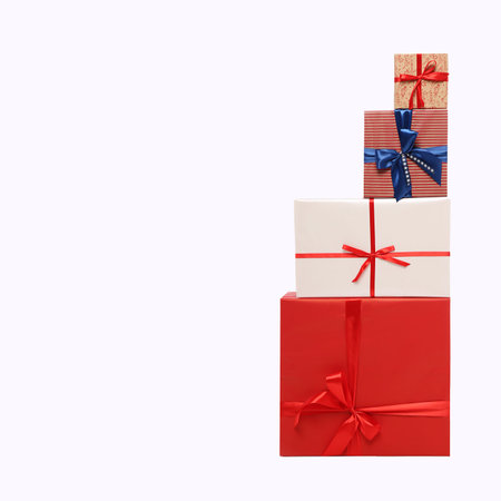 Gift boxes on white background.  Cute gift boxes on white background. Christmas gift boxes